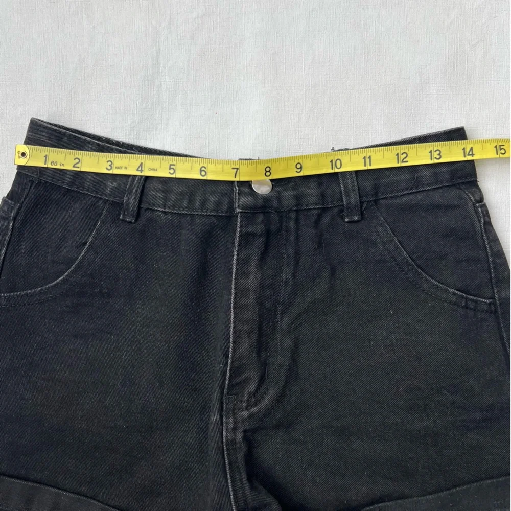 Shein High Waisted Denim Black Jean Shorts Size S